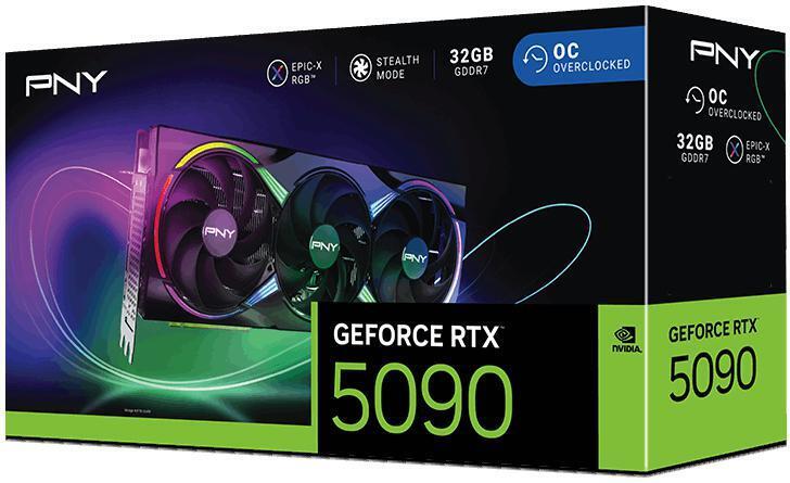 PNY - Tarjeta Gráfica PNY GeForce® RTX 5090 Gaming RGB Triple Fan OC 32GB GDDR7 DLSS4