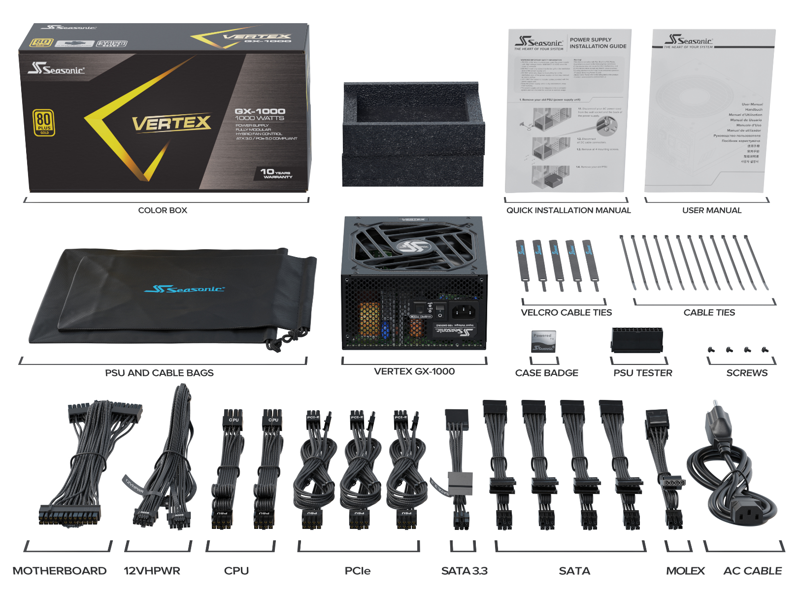 Seasonic - Fuente Modular Seasonic Vertex GX 1000W 80+ Gold