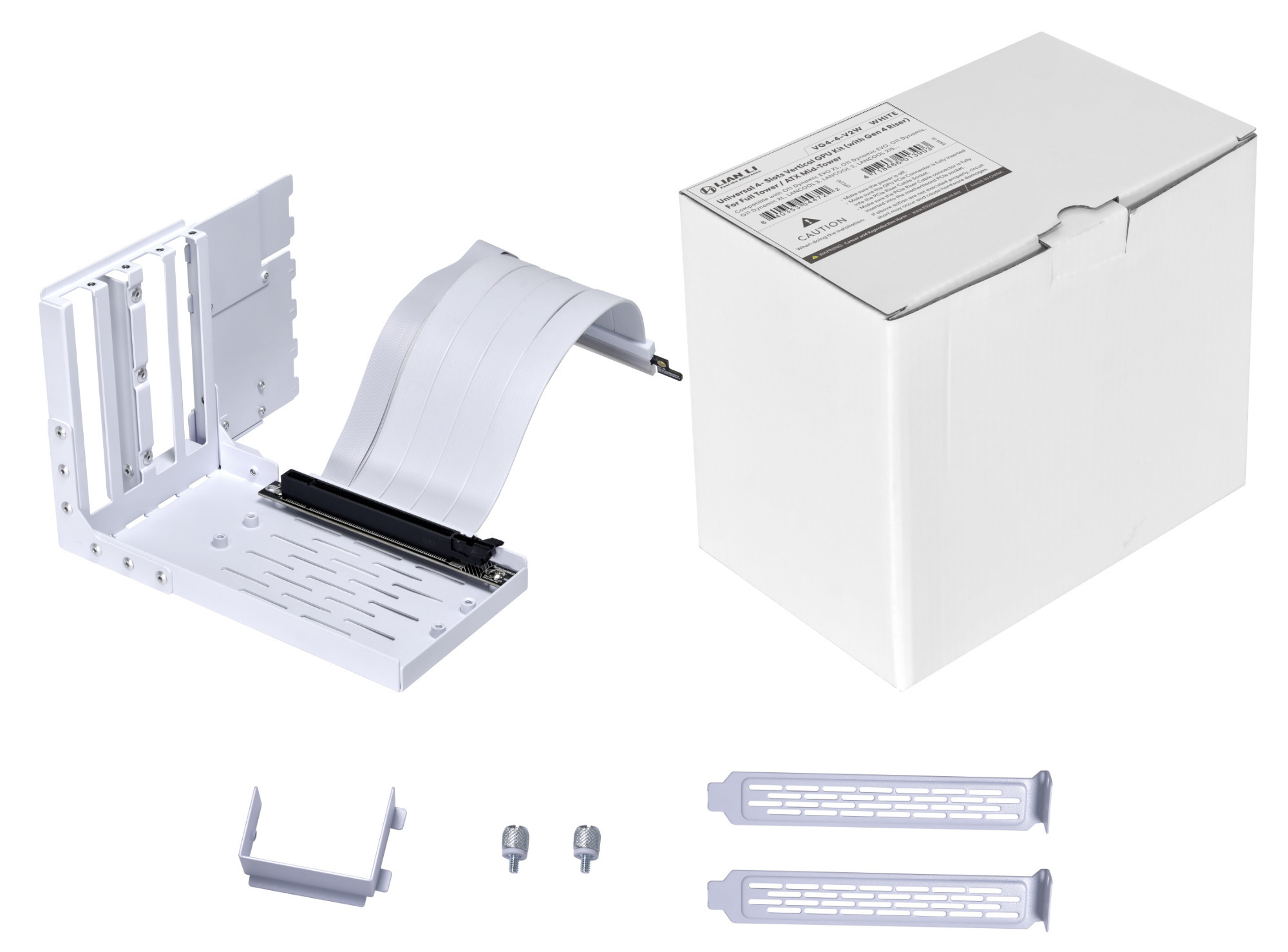 Lian Li - Soporte Vertical VG4-4-V2W Blanco para Tarjeta Gráfica