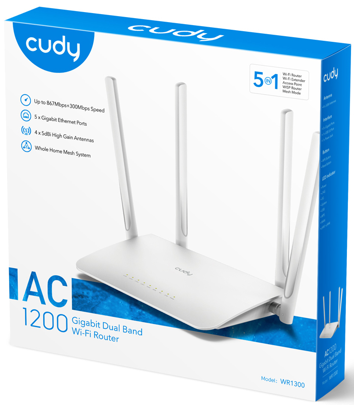 Cudy - Router Cudy WR1300 AC1200 Dual-Band WiFi 5 Mesh Gigabit