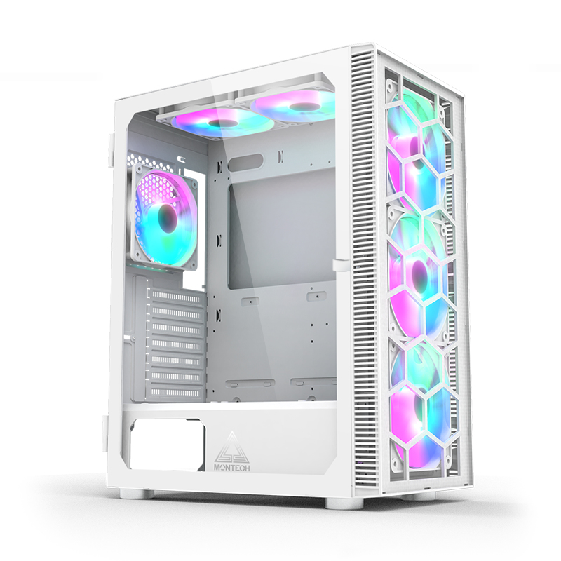 Montech - Caja ATX Montech X3 Glass RGB Vidrio Templado Blanco