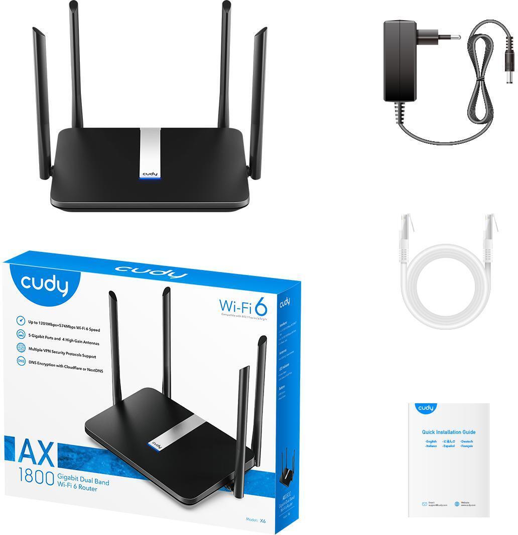 Cudy - Router Cudy X6 AX1800 Dual-Band WiFi 6 Mesh Gigabit