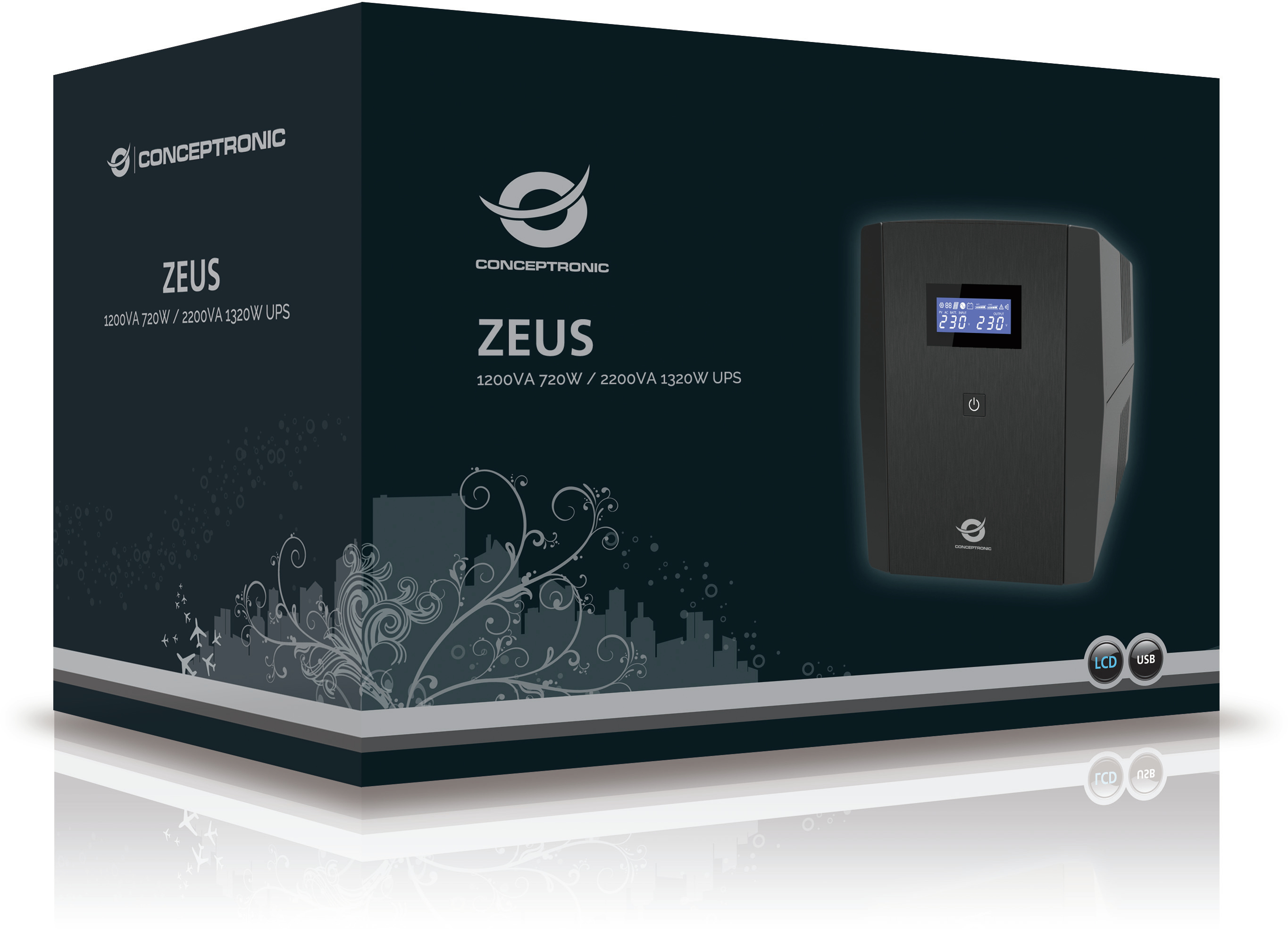 Conceptronic - UPS Conceptronic ZEUS03EM 1200VA/720W IEC + Toma Schuko