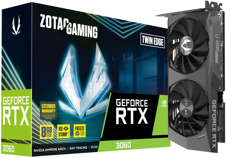 ZOTAC - Tarjeta Gráfica ZOTAC GeForce® RTX 3060 Twin Edge 8GB GD6