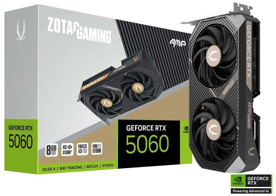 ZOTAC - Tarjeta Gráfica ZOTAC GeForce® RTX 5060 Amp 8GB GDDR7 DLSS4