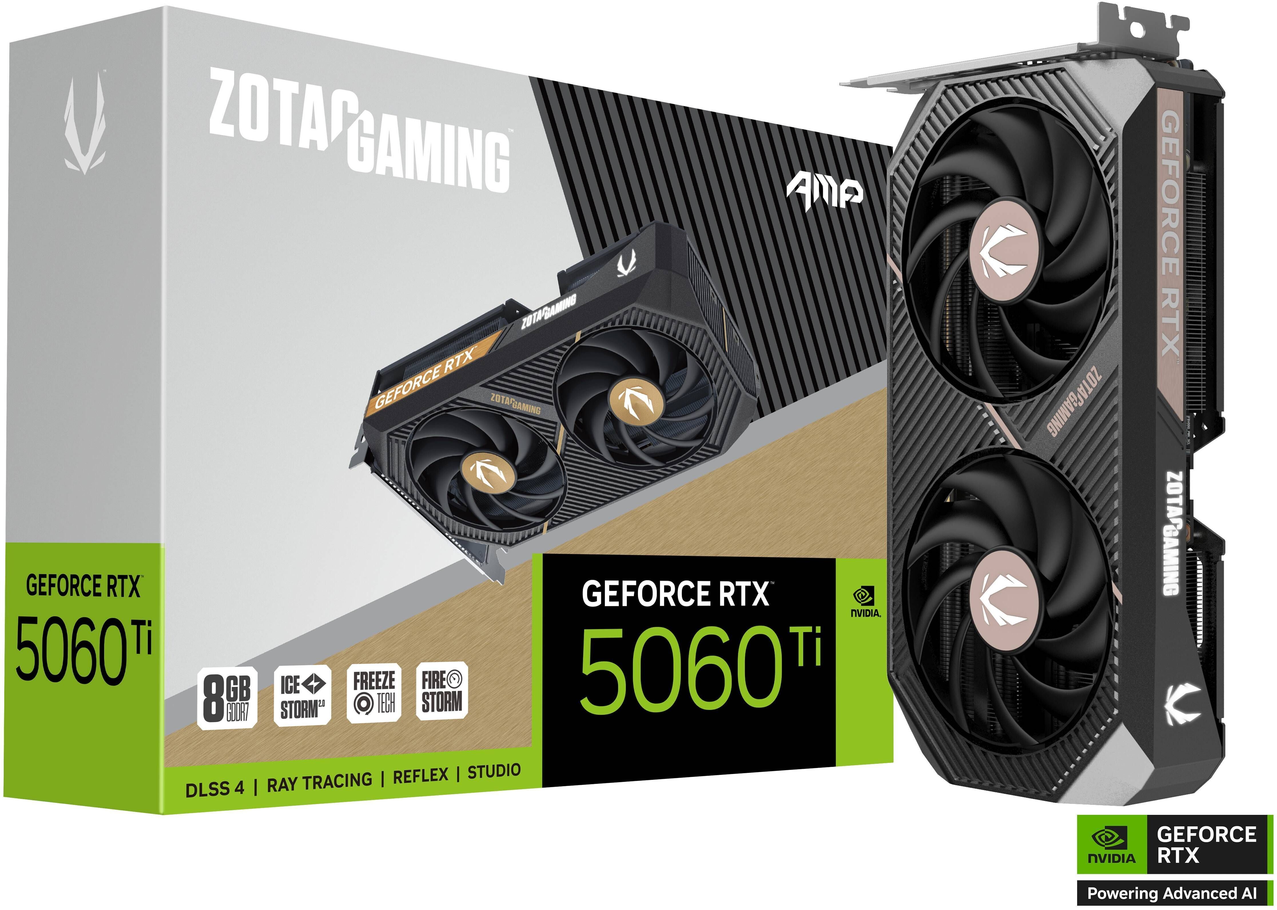 ZOTAC - Tarjeta Gráfica ZOTAC GeForce® RTX 5060 Ti Amp 8GB GDDR7 DLSS4