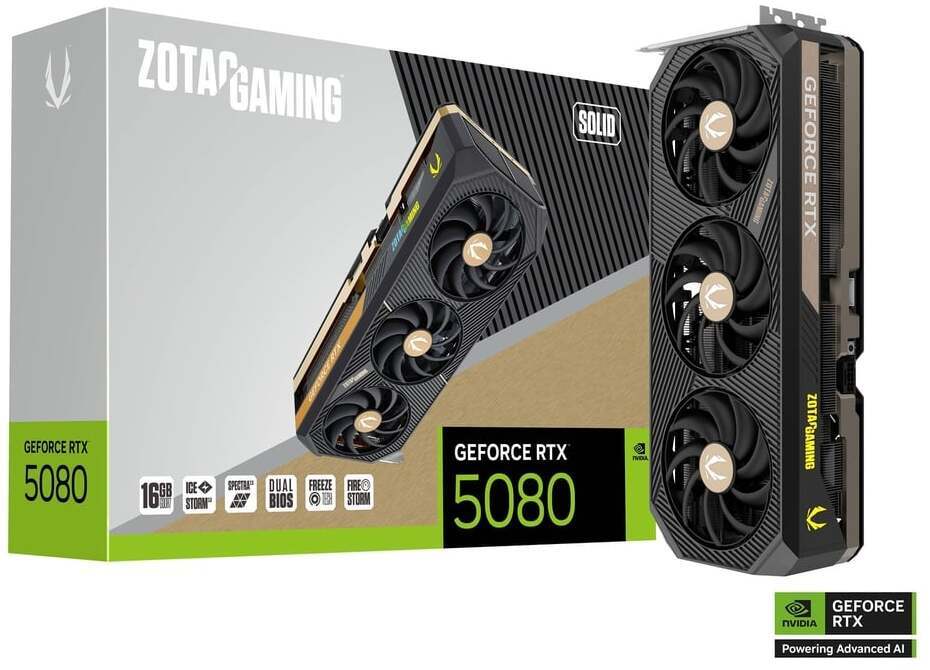 Tarjeta Gráfica ZOTAC GeForce® RTX 5080 Solid 16GB GDDR7 DLSS4