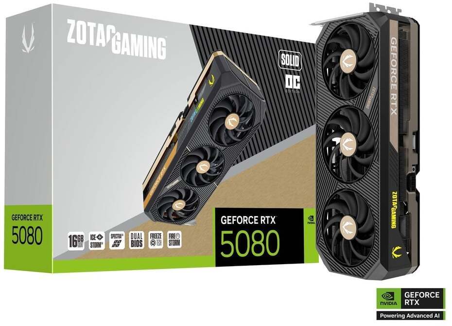 Tarjeta Gráfica ZOTAC GeForce® RTX 5080 Solid OC 16GB GDDR7 DLSS4