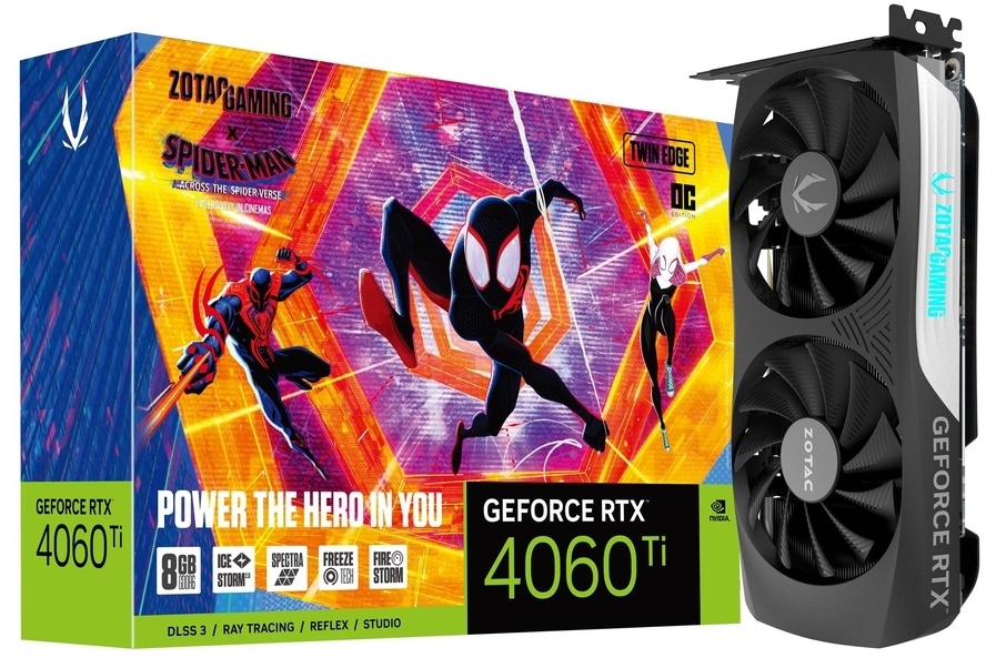 Tarjeta Gráfica ZOTAC GeForce® RTX 4060 Ti Spider-Man: Across The Spider-Verse Bundle 16GB GDDR6 DLSS3