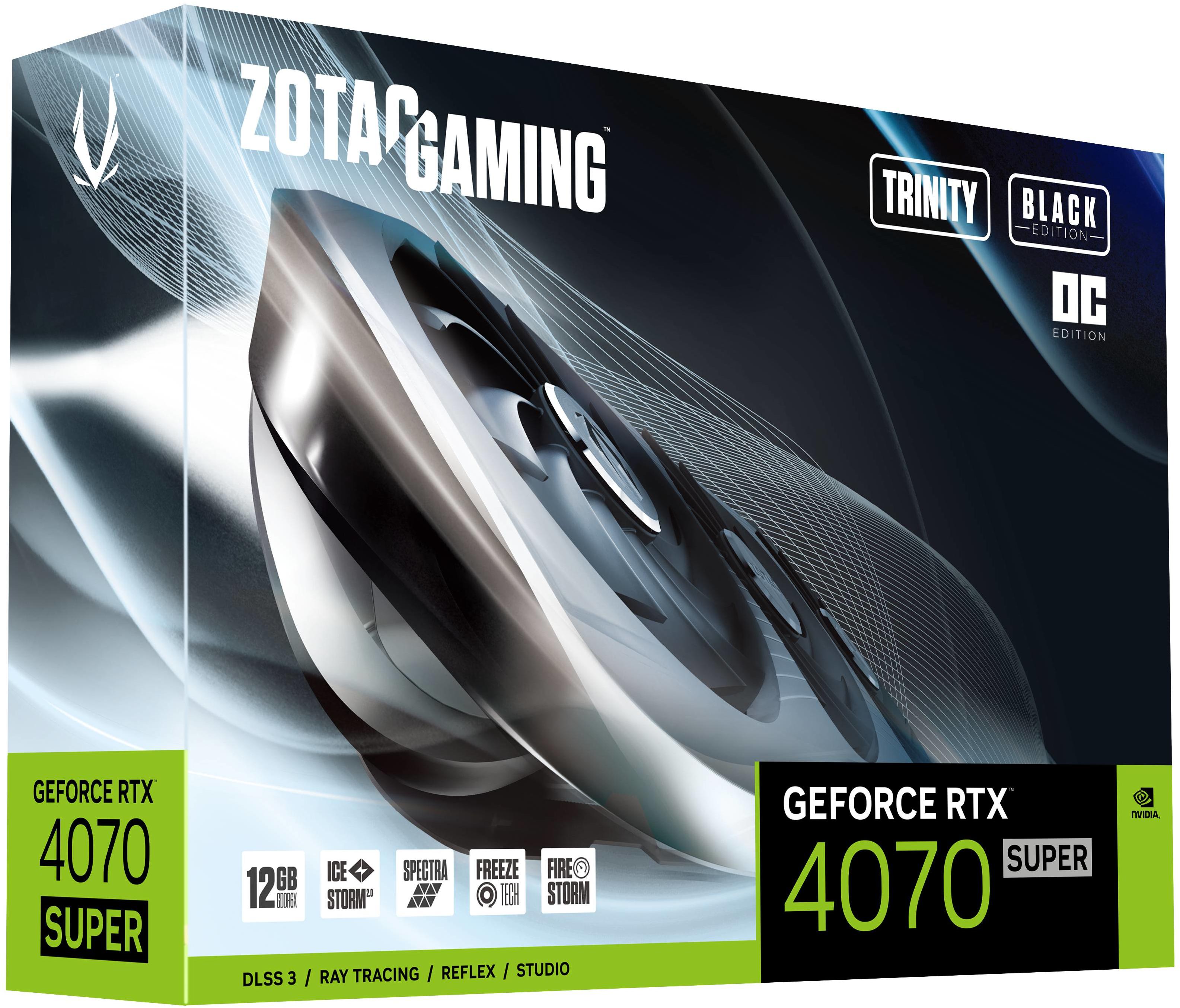 ZOTAC - Tarjeta Gráfica ZOTAC GeForce® RTX 4070 SUPER Trinity Black OC 12GB GDDR6X DLSS3