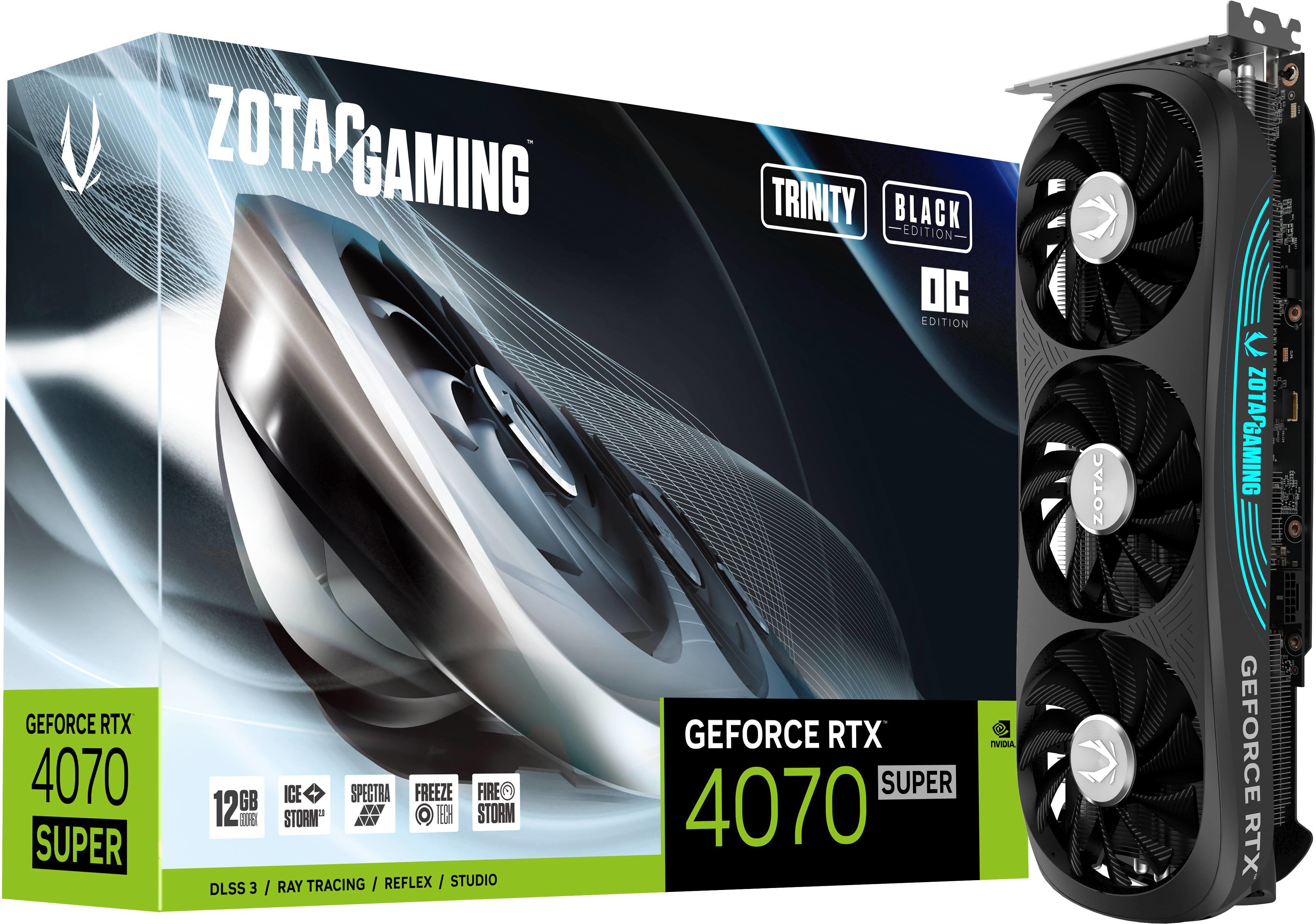 ZOTAC - Tarjeta Gráfica ZOTAC GeForce® RTX 4070 SUPER Trinity Black OC 12GB GDDR6X DLSS3